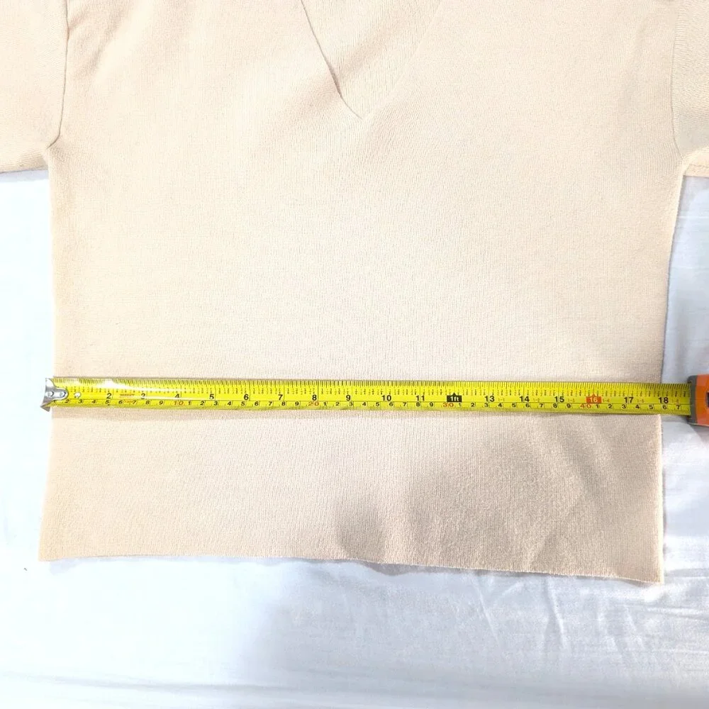 Frank And Oak Beige V-Neck Knit Sweater | Size M | Minimal Classic - Picture 7 of 8
